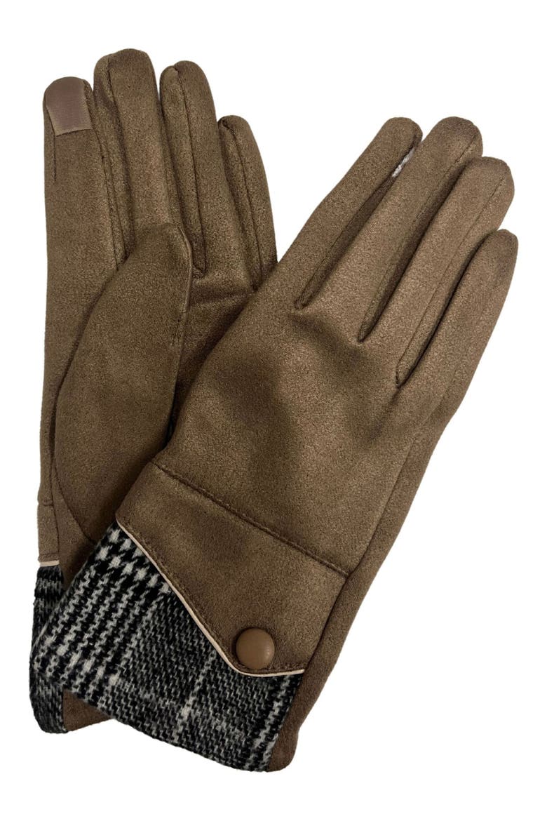 Plaid Touchscreen Gloves, Main, color, CAMEL