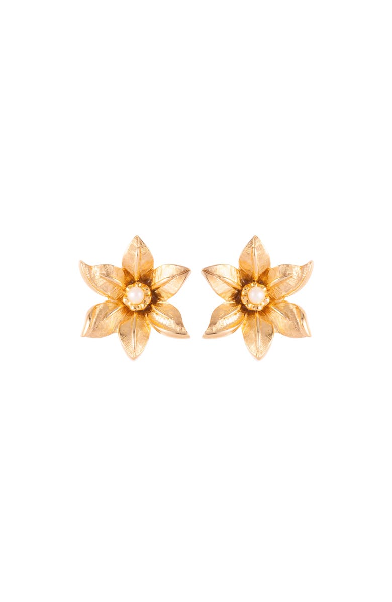 Susan Caplan 1980s Vintage Nina Ricci Flower Clip-On Earrings, Main, color, Ninna Ricci