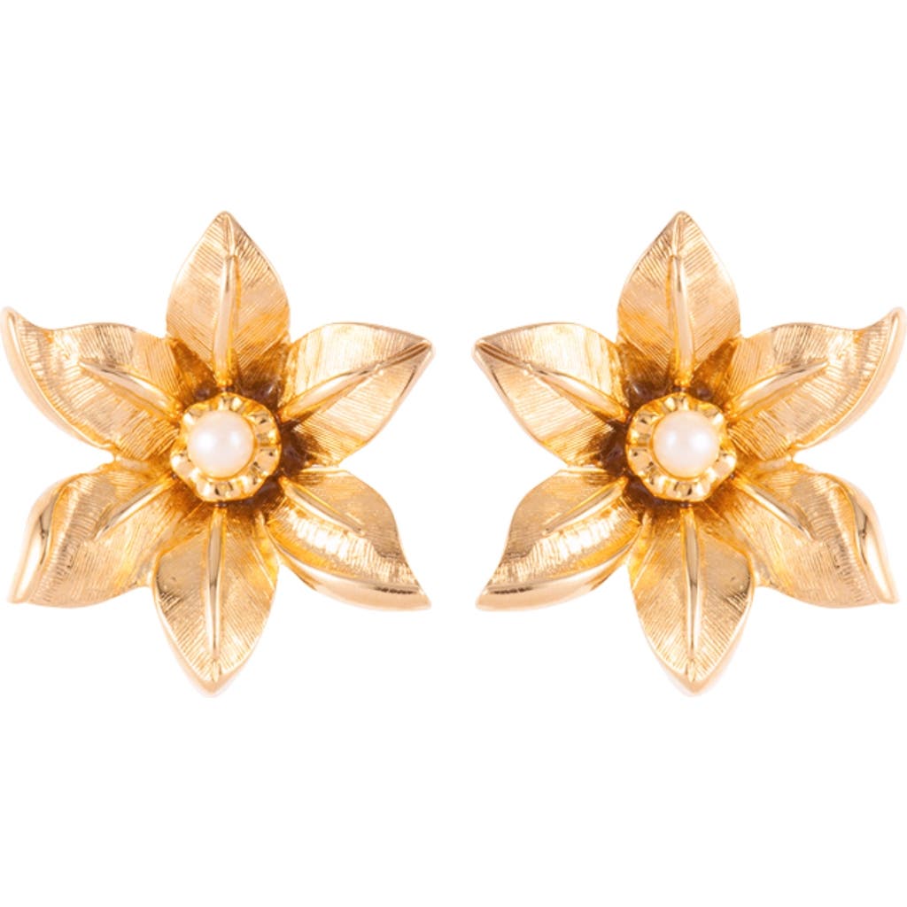 Susan Caplan 1980s Vintage Nina Ricci Flower Clip-on Earrings