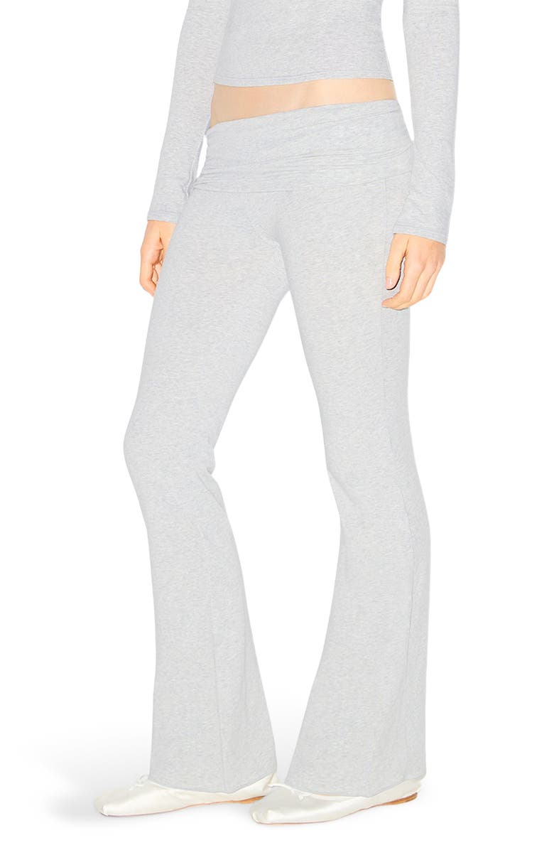 SKIMS Stretch Cotton Jersey Foldover Pants, Alternate, color, Light Heather Grey