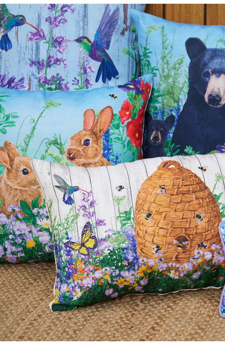 C&F Home Easter Bunny Garden Paradise HD Printed Indoor/Outdoor Accent Throw Pillow 18" x 18", Alternate, color, Green