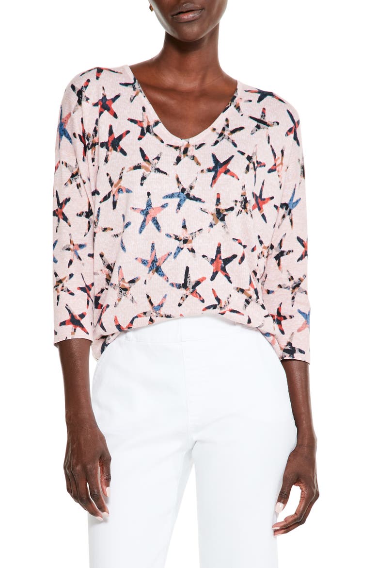 Stargazing Cotton & Linen Blend Sweater, Main, color, PINK MULTI