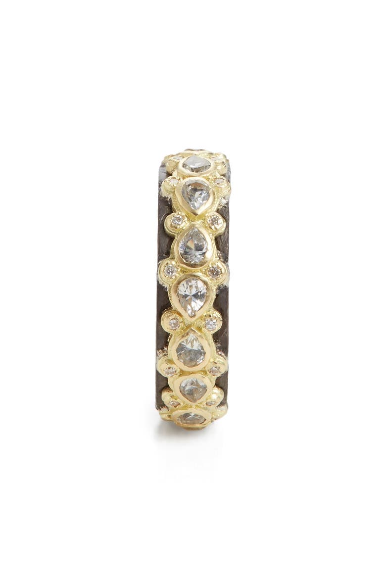 Old World Lacy Eternity Diamond & Sapphire Ring, Alternate, color, YELLOW GOLD/ BLACKENED SILVER