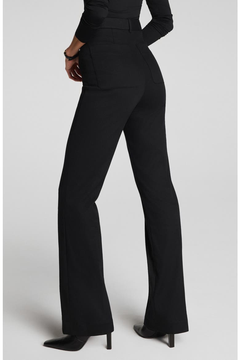Button Pocket High Waist Flare Leg Pants, Alternate, color, CLASSIC BLACK
