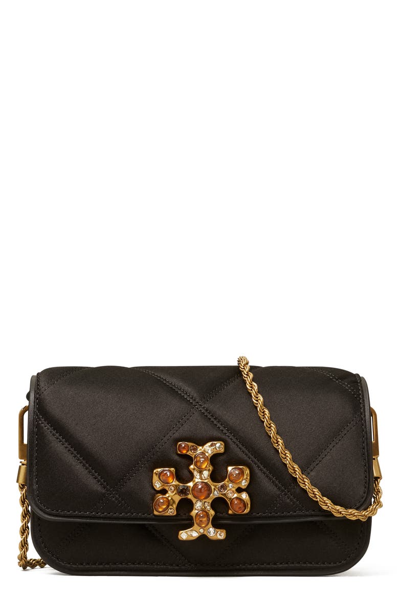 Tory Burch Eleanor Diamond Quilt Satin Blend Phone Crossbody Bag, Main, color, 