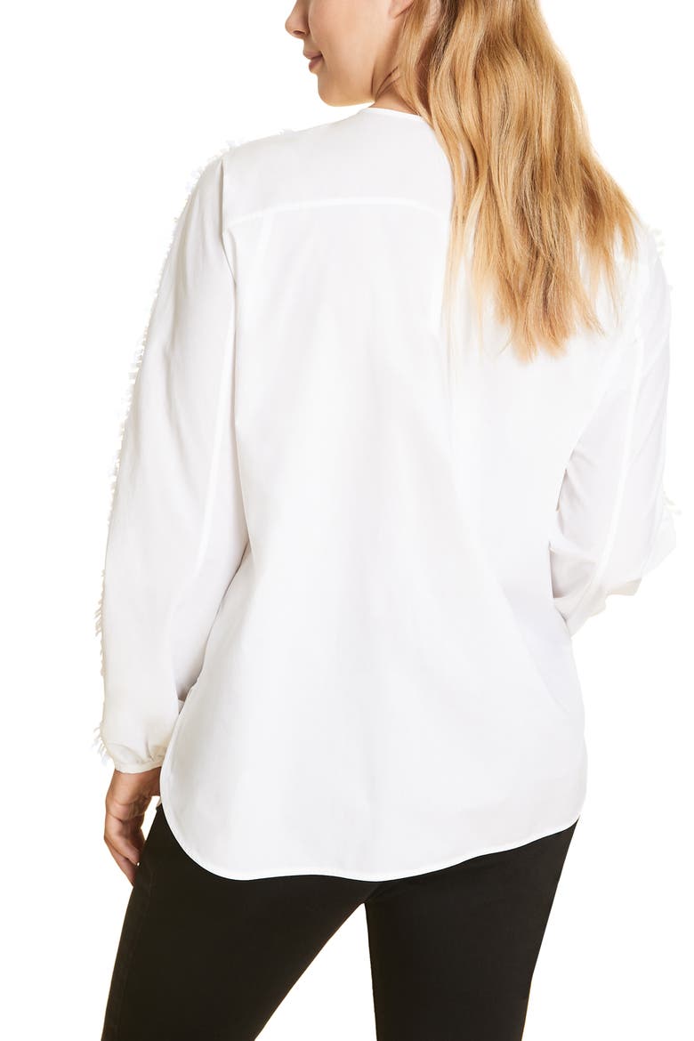 Bagliore Lace Detail Cotton Long Sleeve Blouse, Alternate, color, WHITE