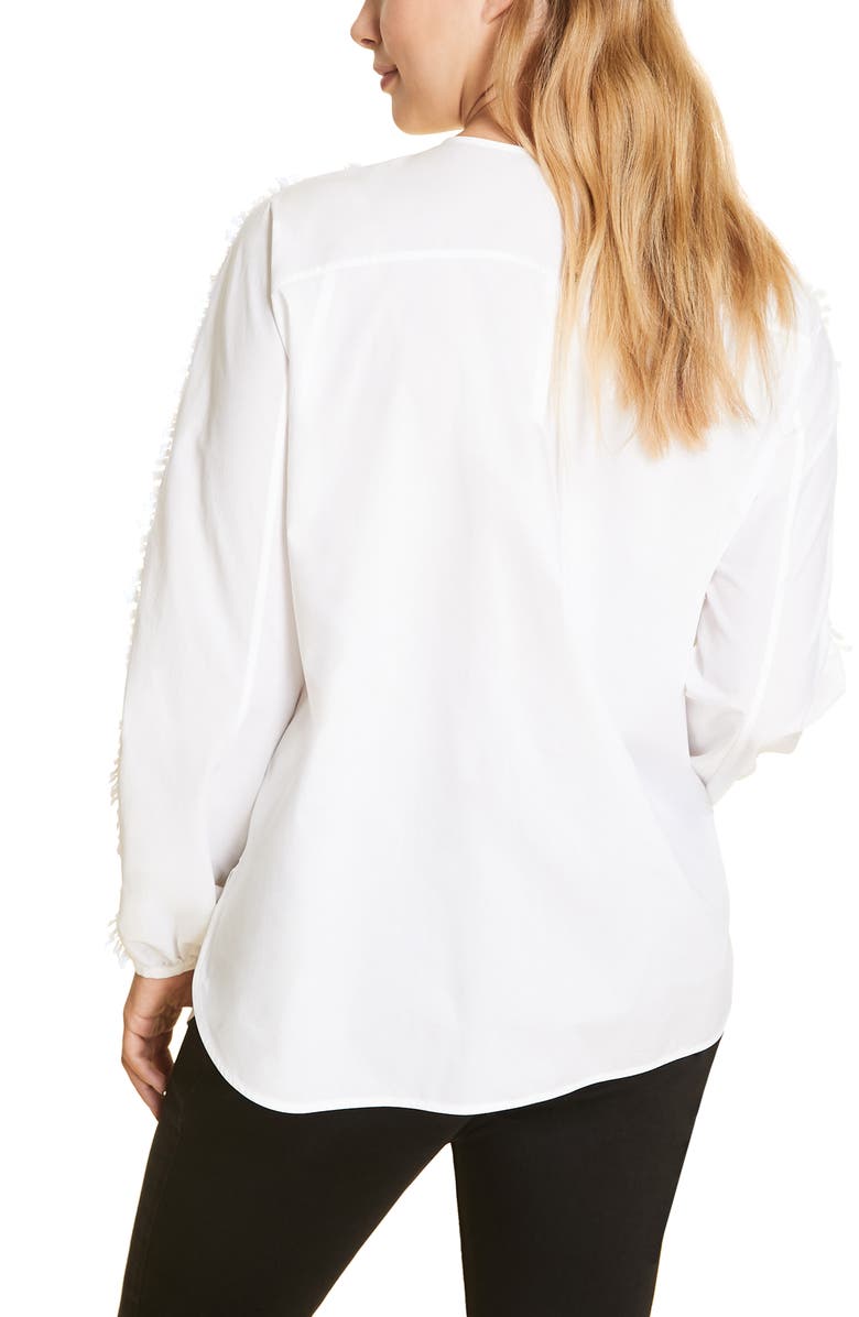 Marina Rinaldi Bagliore Lace Detail Cotton Long Sleeve Blouse, Alternate, color, 