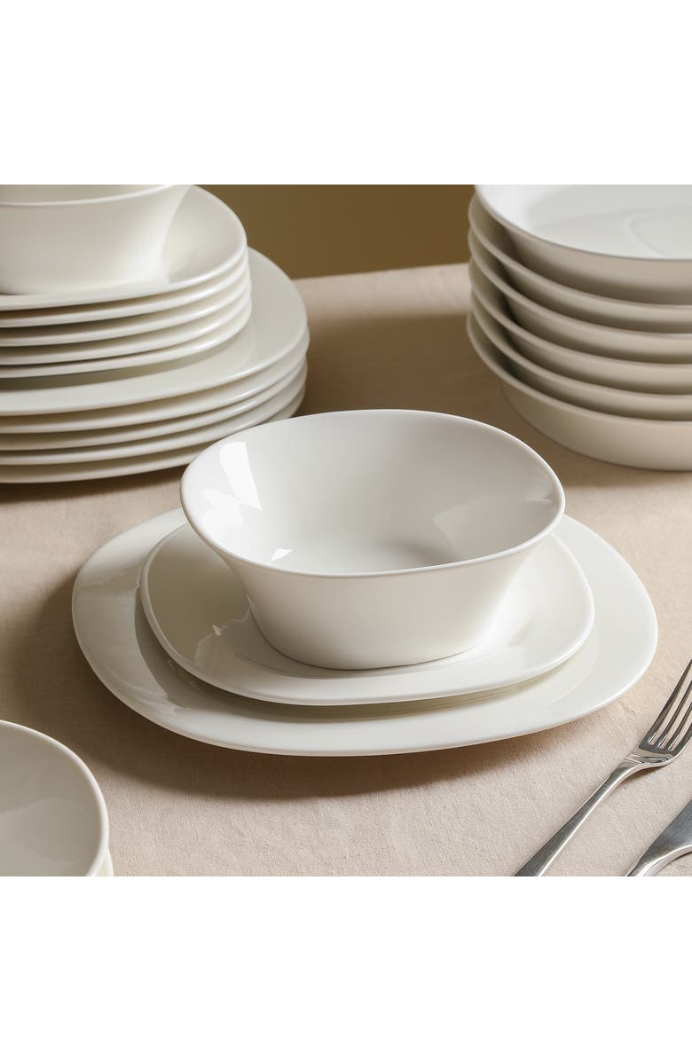 Stone Lain Quadro Porcelain 4-Piece Dinner Plate Set, Alternate, color, White