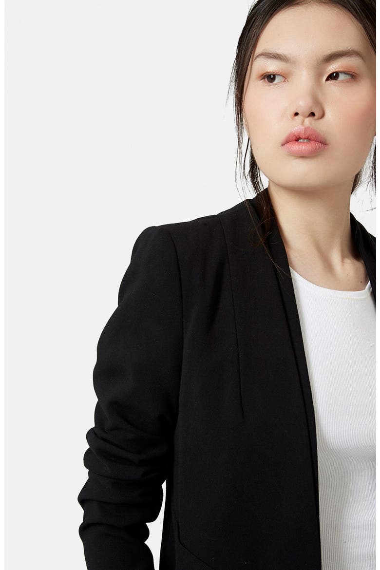 'Poppy' Double Collar Blazer, Alternate, color, BLACK