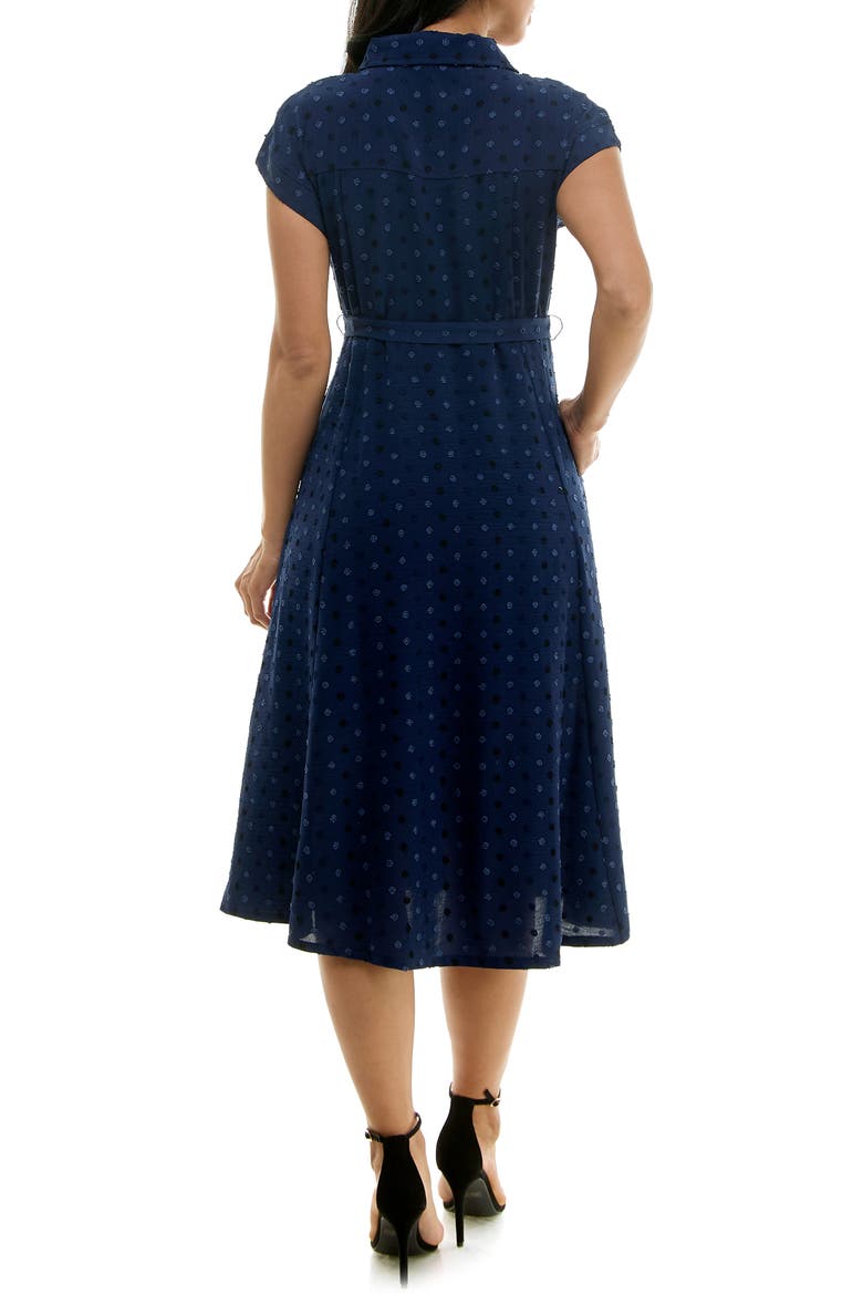 Swiss Dot Cap Sleeve Midi Shirtdress, Alternate, color, NAVY MULTI