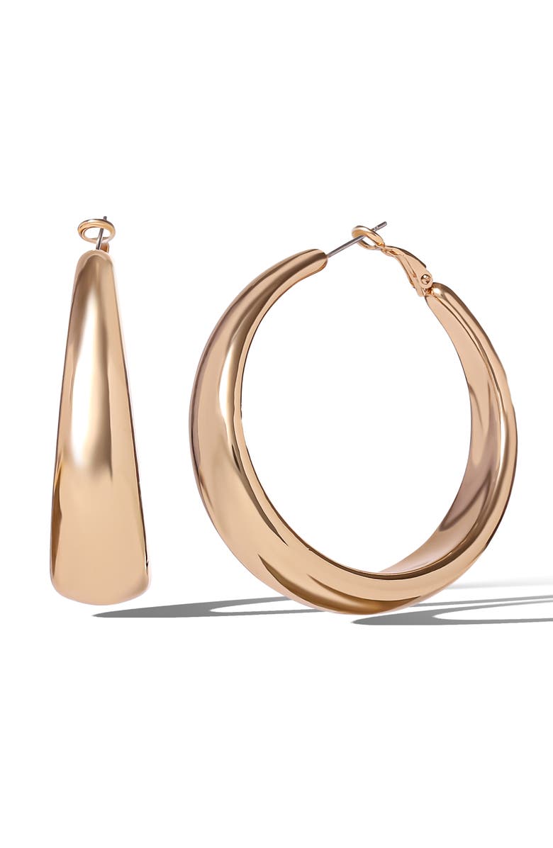 Jessica Simpson Polished Chunky Gold-Tone Hoop Earrings, Main, color, Gold