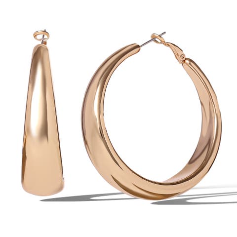 Polished Chunky Gold-Tone Hoop Earrings