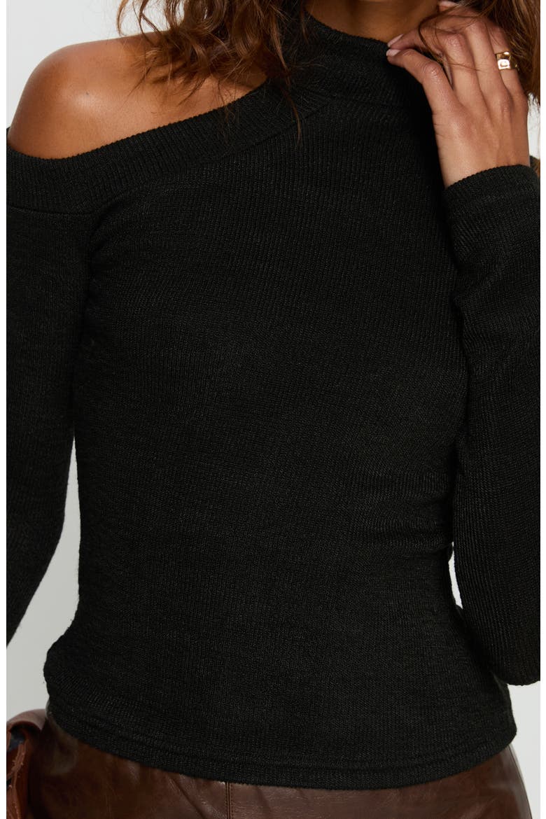 Normana Cold Shoulder Funnel Neck Knit Top, Alternate, color, BLACK
