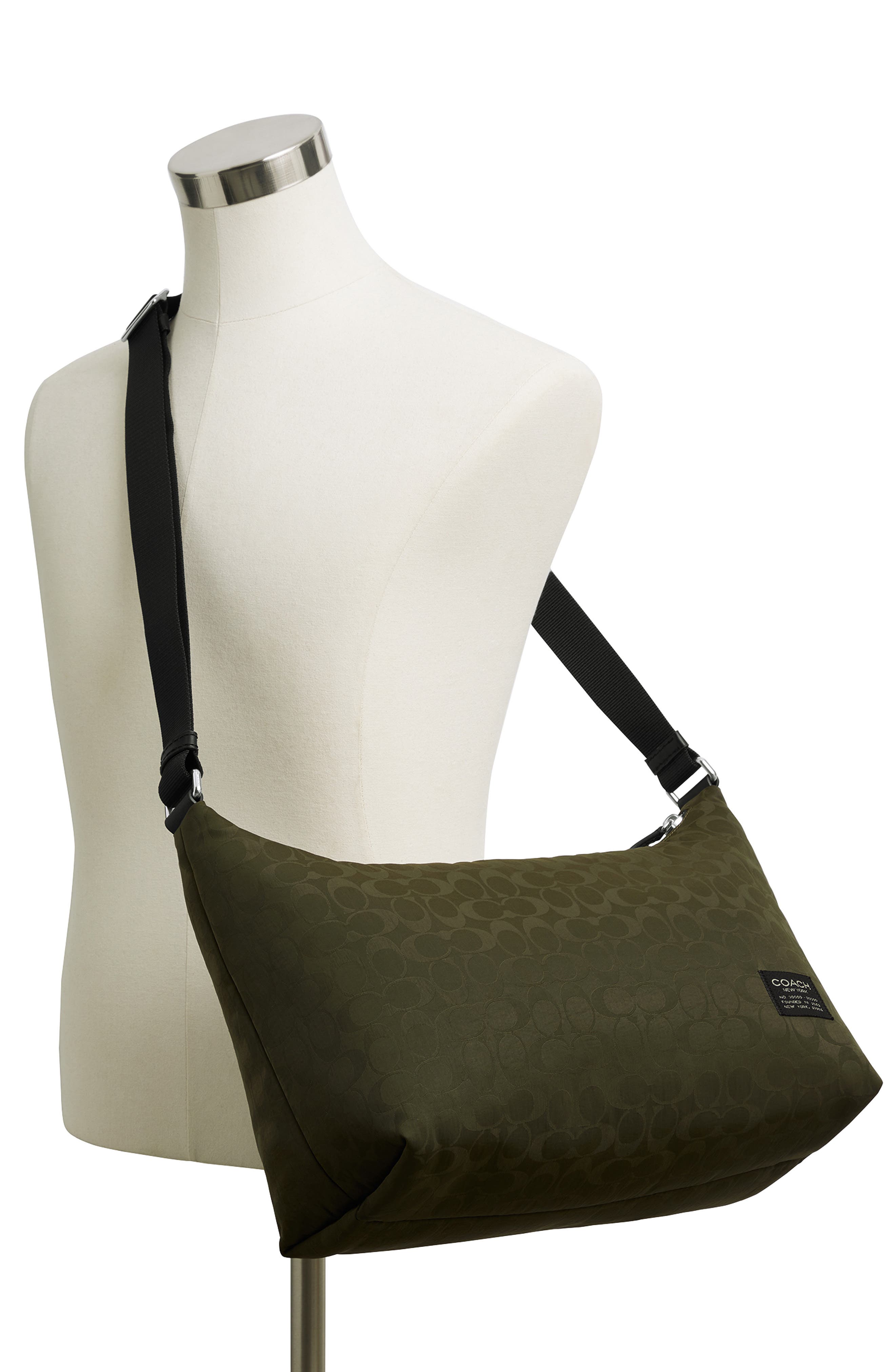 COACH Leo Signature Nylon Crossbody Bag, Alternate, color, Dark Moss