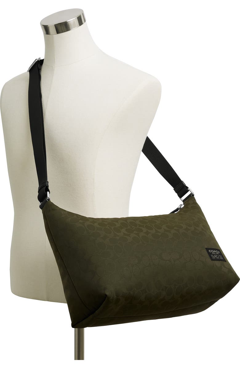 COACH Leo Signature Nylon Crossbody Bag, Alternate, color, Dark Moss