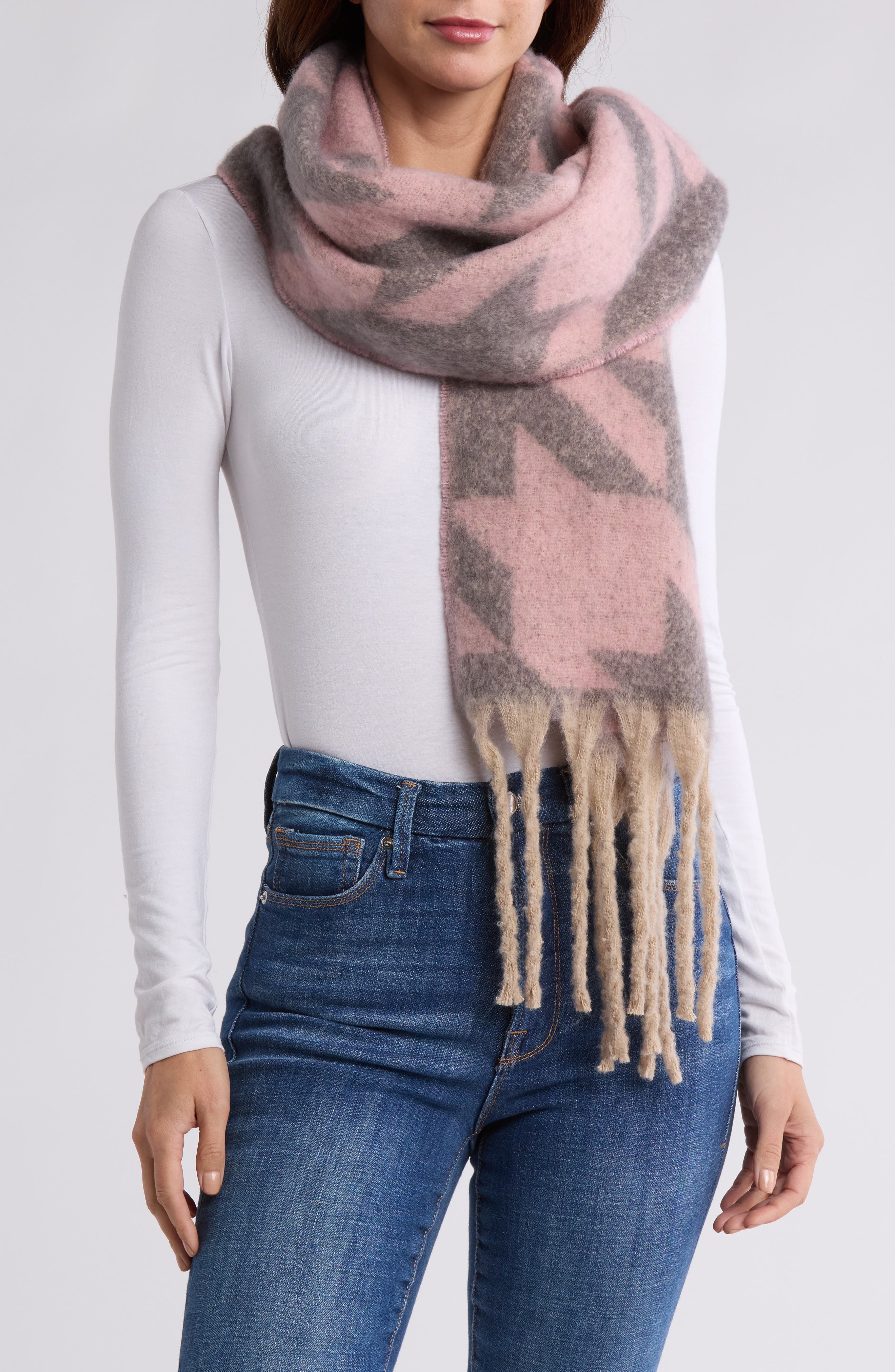 Houndstooth Print Scarf
