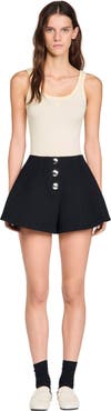 SANDRO Press-stud flared shorts
