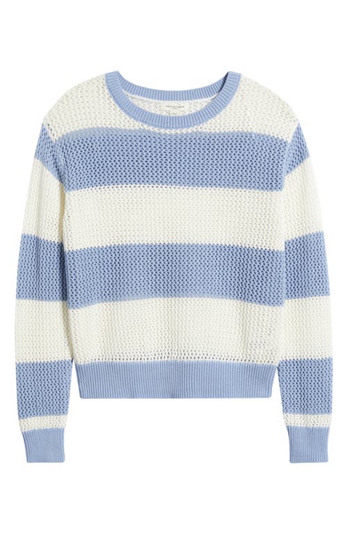 BEACHLUNCHLOUNGE BEACHLUNCHLOUNGE TRESA STRIPE CROCHET CREWNECK SWEATER