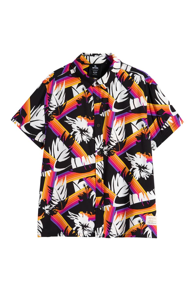 Kids' Hoffman Short Sleeve Button-Up Shirt, Main, color, BLACK