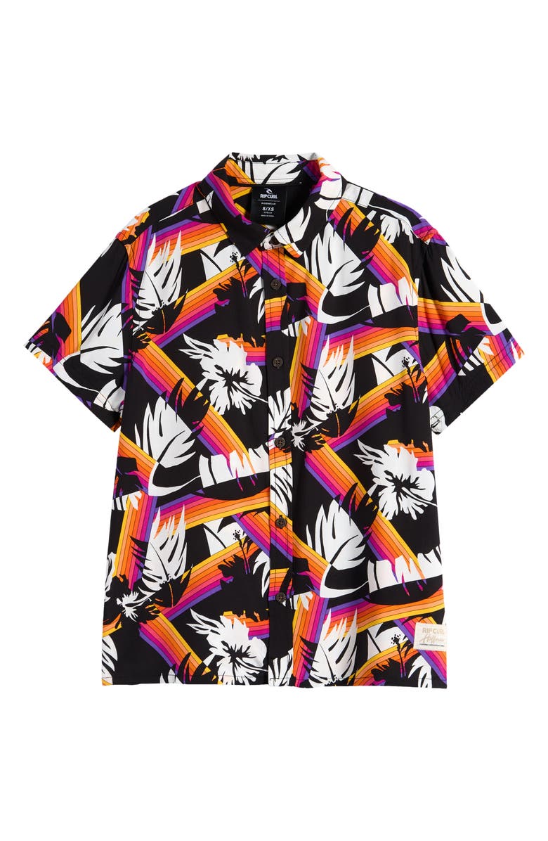 Rip Curl Kids' Hoffman Short Sleeve Button-Up Shirt, Main, color, 