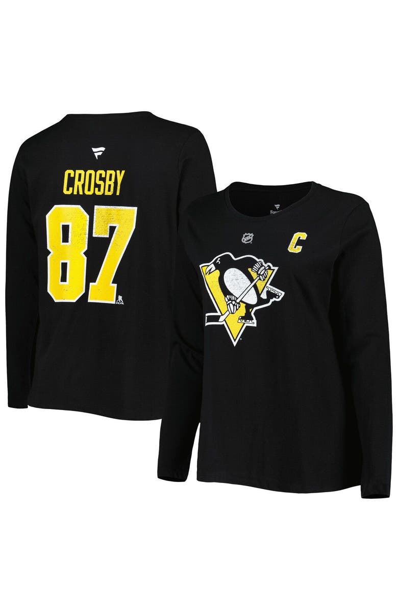 PROFILE Women's Profile Sidney Crosby Black Pittsburgh Penguins Plus Size Name & Number Long Sleeve T-Shirt, Alternate, color, 