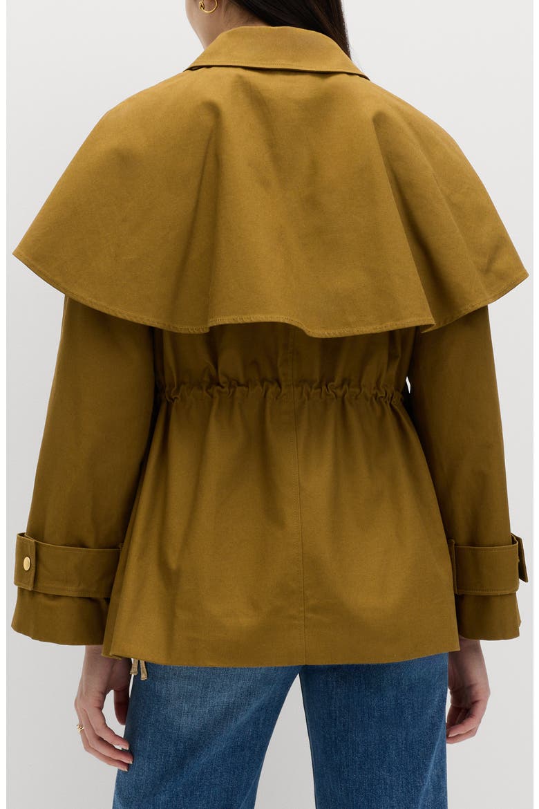 Waisted Collared Cape Coat, Alternate, color, BROWN