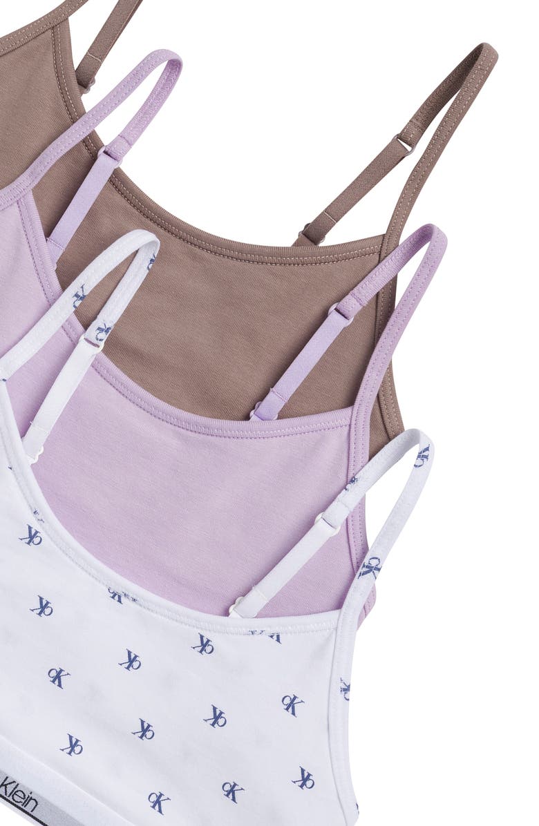 Calvin Klein Kids' Assorted 3-Pack Stretch Cotton Bralettes, Alternate, color, Ckbl/ Pslil/ Dx