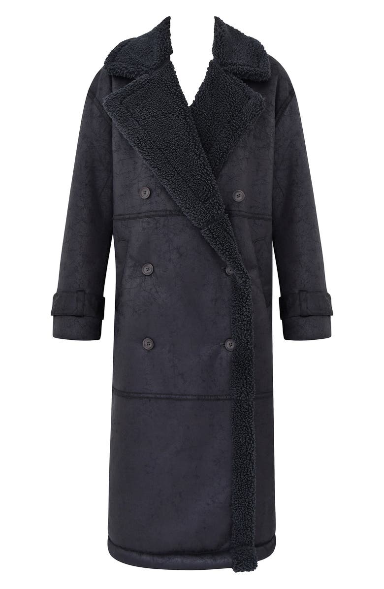 HOUSE OF CB Deiji Oversize Double Breasted Faux Shearling Coat, Alternate, color, 