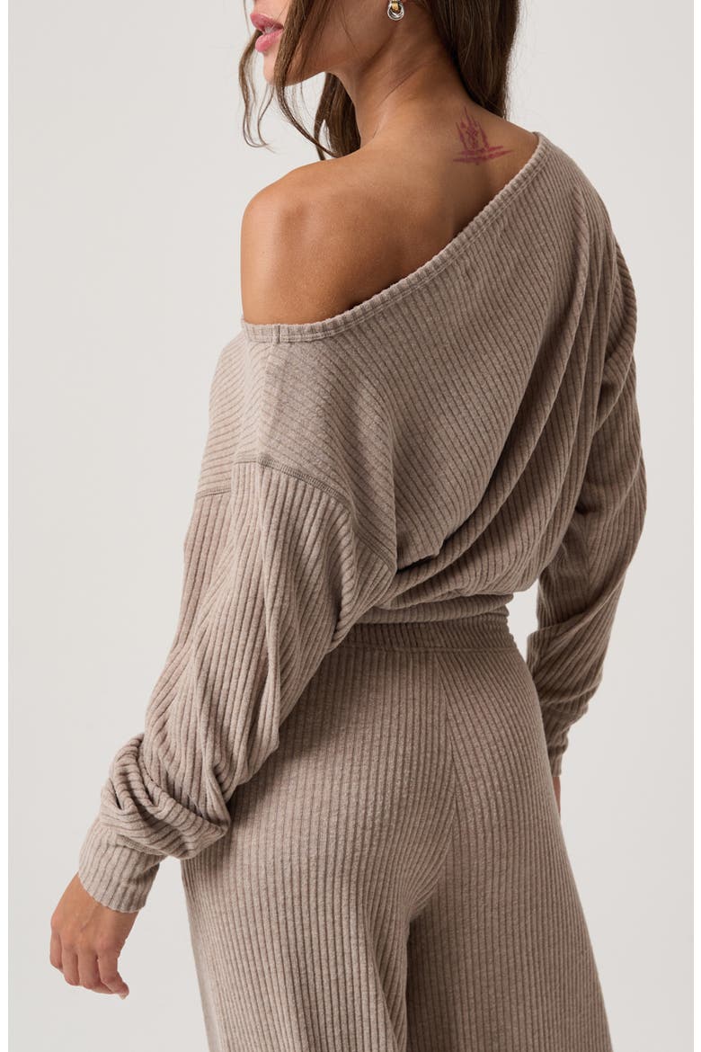 Rhythm Off the Shoulder Top, Alternate, color, HEATHER OAT