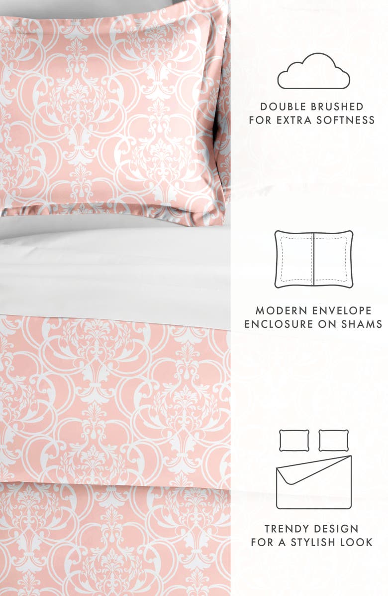 HOMESPUN Premium Ultra Soft Romantic Damask Pattern 3-Piece Duvet Cover Set, Alternate, color, Pink