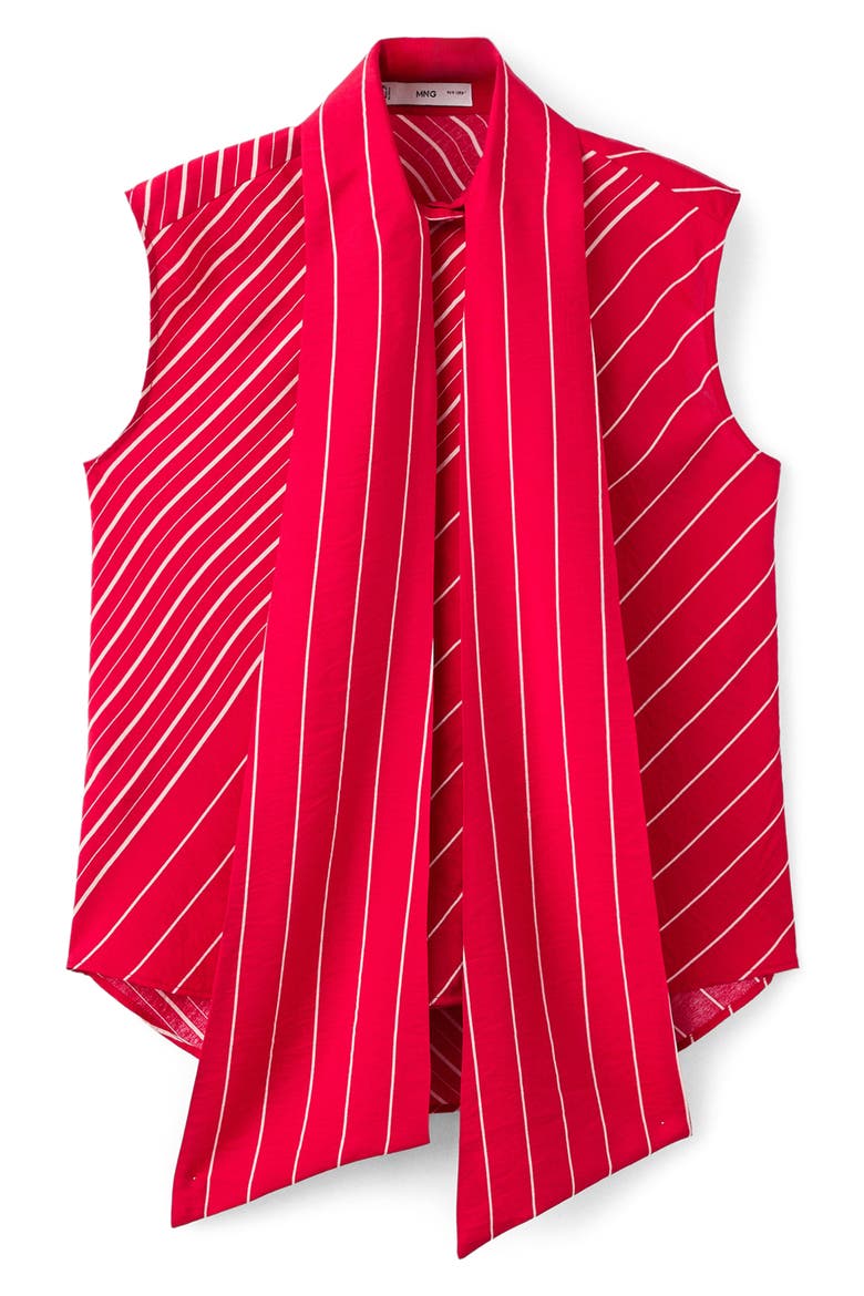 Stripe Tie Neck Top, Alternate, color, RED