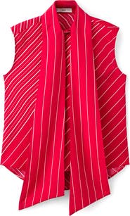 MANGO Stripe Tie Neck Top