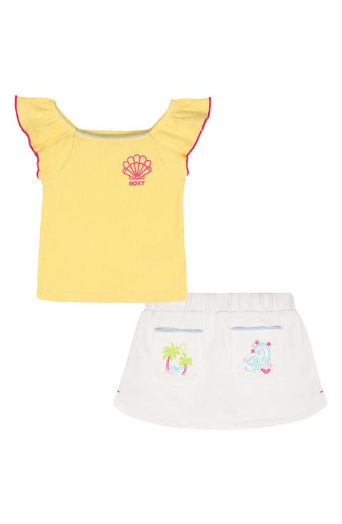 Kids' Rib Flutter Sleeve Top & Skort Set (Little Kid)