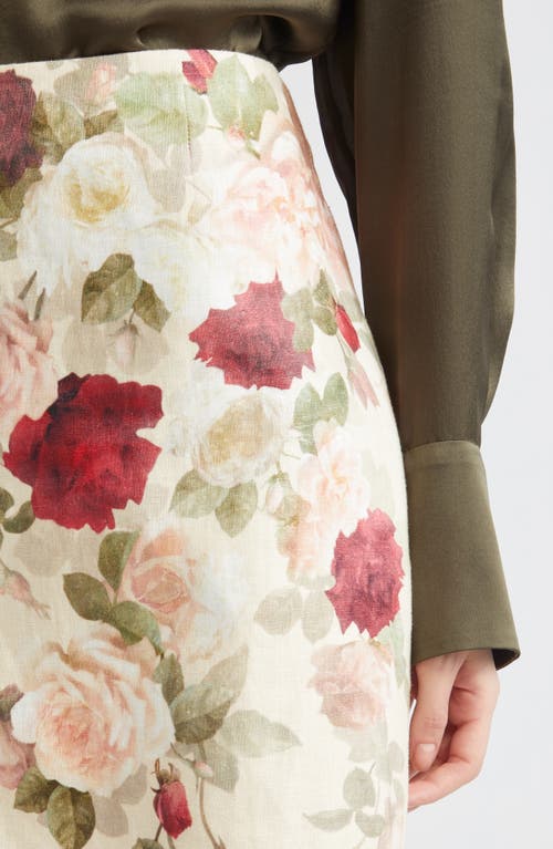 Zimmermann Cream Cascade Print Hypnotic Pencil Skirt In Multi