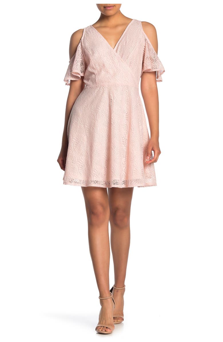 PAPILLON Floral Lace Cold Shoulder Dress, Main, color, 