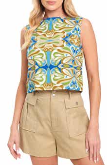 Geometric Printed Cropped Top