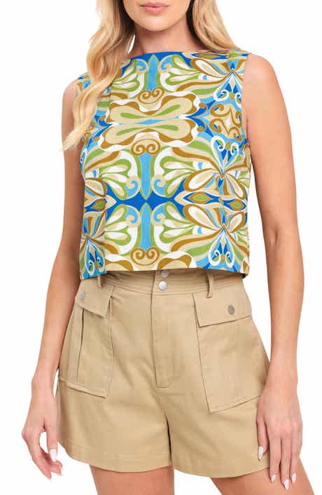 Geometric Printed Cropped Top