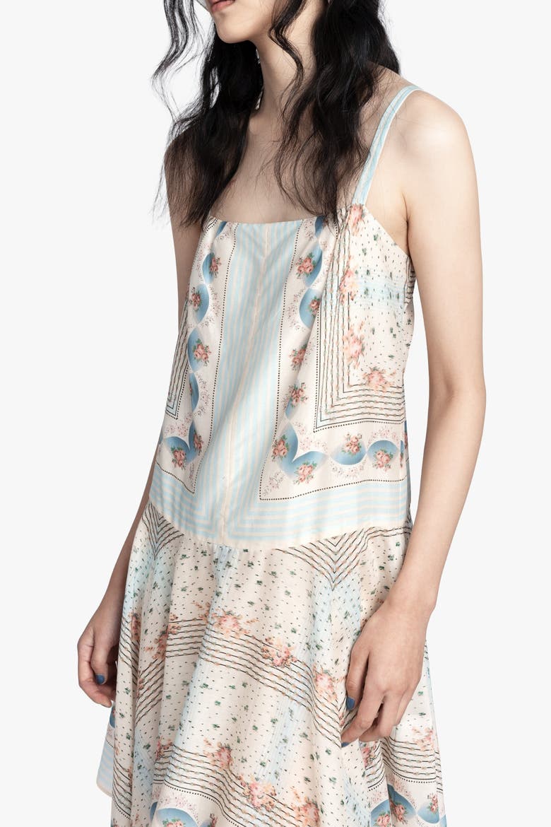 Heritage Scarf Print  Dress, Alternate, color, SKY BLUE