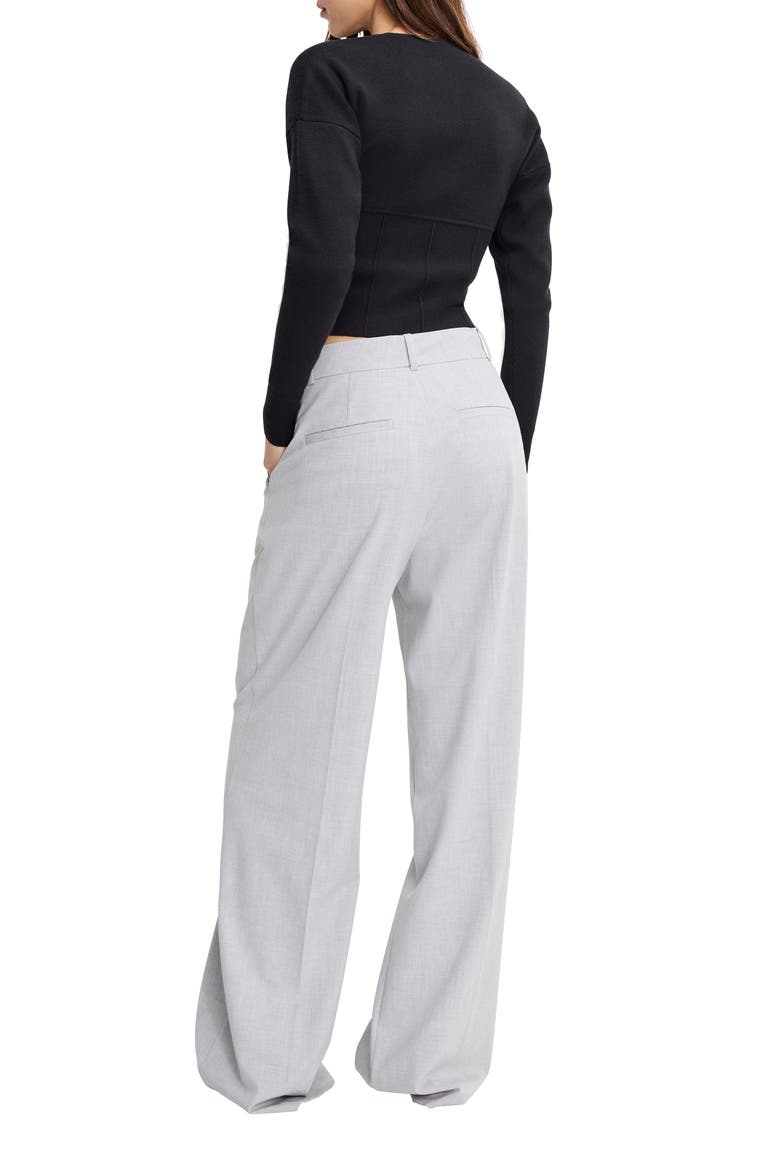 Essential Wide Leg Suiting Pants, Alternate, color, CROSSHATCH GREY