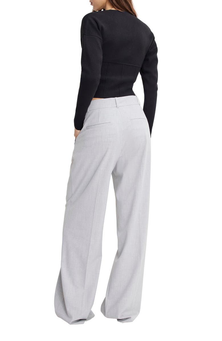 Good American Essential Wide Leg Suiting Pants, Alternate, color, Crosshatch Grey