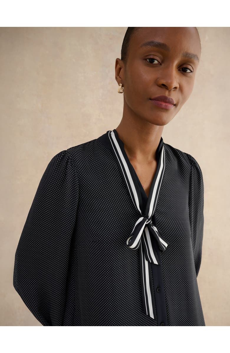 HOBBS LONDON Valerie Ruffle-Hem Mini Shift Dress, Alternate, color, Navy Ivory