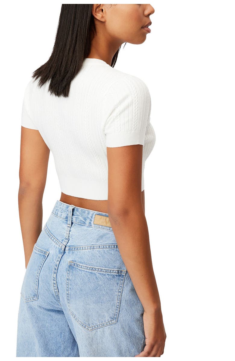 Cotton On Ultimate Cable Short Sleeve Cardigan, Alternate, color,