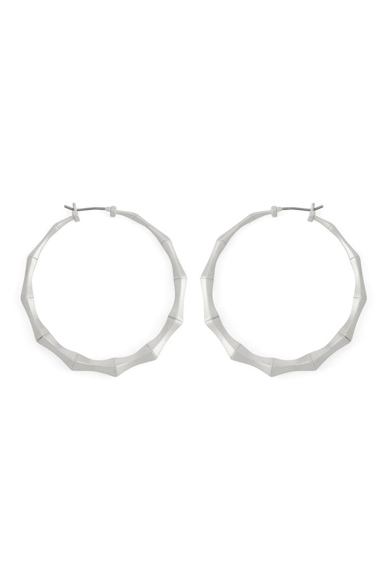Medium Angular Hoop Earrings, Alternate, color, WARM SILVER