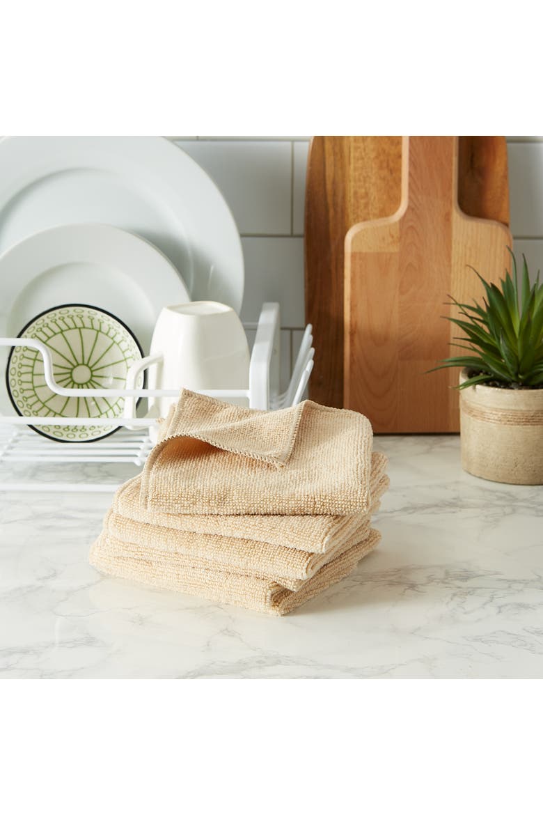 Taupe Microfiber Essential Dishcloth Set/6, Alternate, color, Taupe