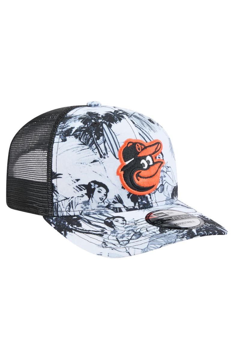 New Era Men's New Era Black Baltimore Orioles Hula Trucker 9SEVENTY Adjustable Hat, Alternate, color, 