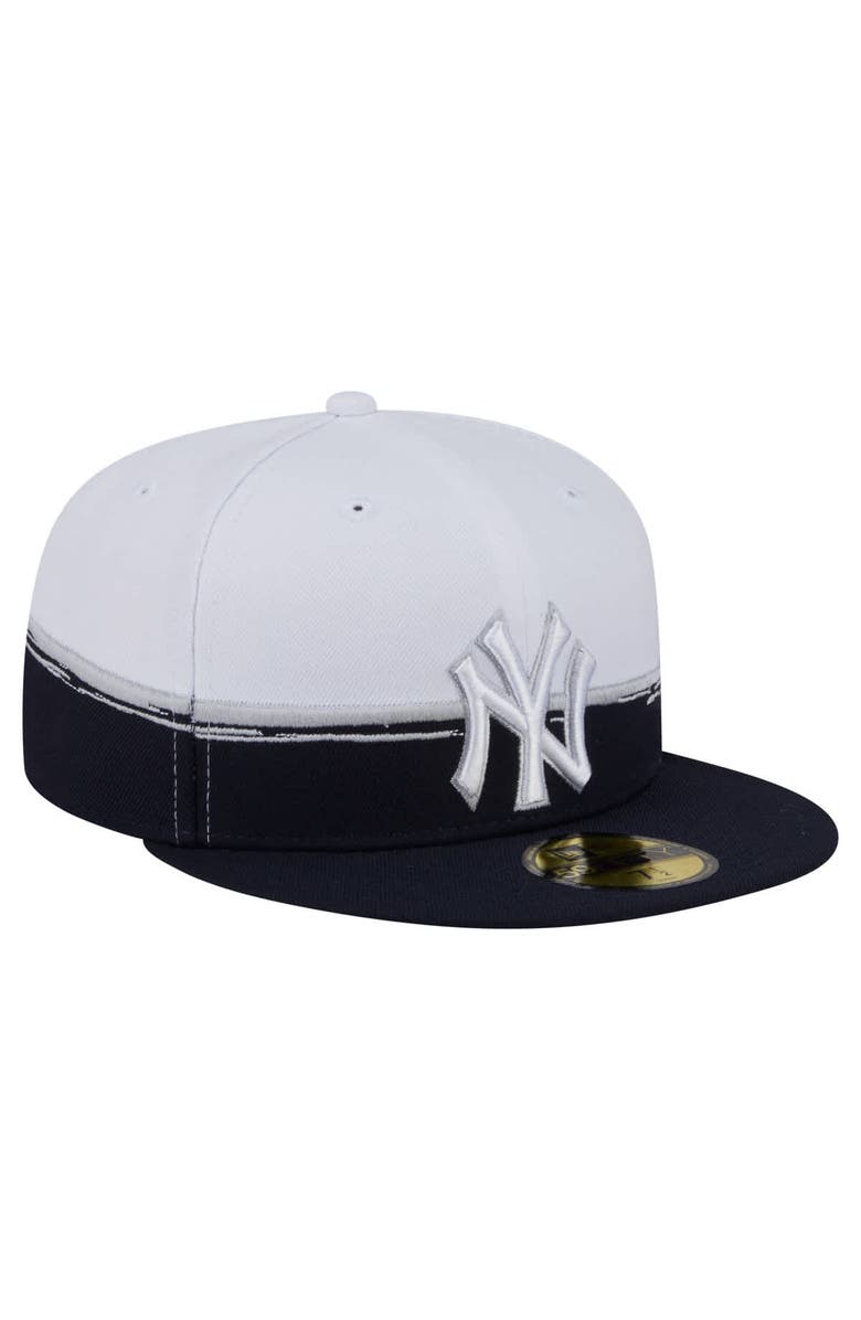 New Era Men's New Era  Navy/White New York Yankees Paint Stroke 59FIFTY Fitted Hat, Alternate, color, 