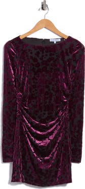Ramy Brook Amara Burnout Velvet Long Sleeve Minidress