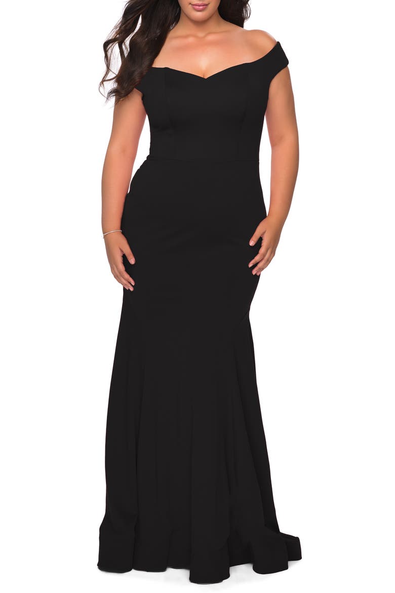 Off the Shoulder Gown, Main, color, BLACK