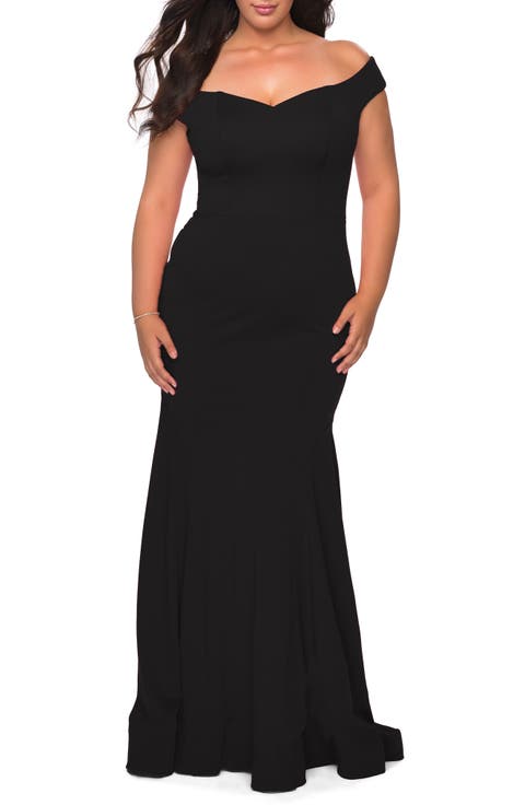 Off the Shoulder Plus Size Jersey Dress