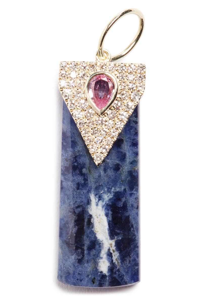 14k Gold Sodalite, Pink Sapphire & Diamond Charm, Main, color, YELLOW GOLD